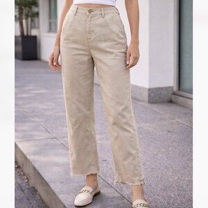 Frank & Eileen Kinsale Pants Size 8 Beige Crop Pants Frayed Hem